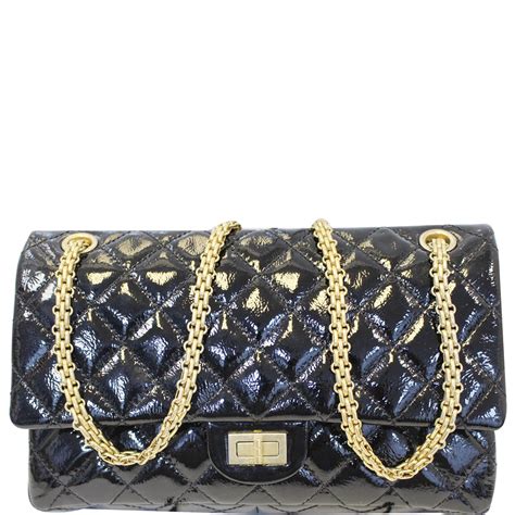 chanel black 2.55 reissue quilted patent leather xl flap bag|Chanel reissue handbags.